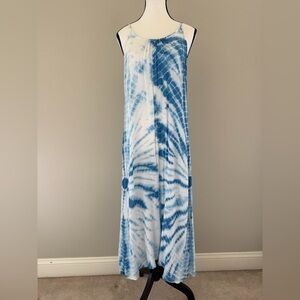 Blue Tie-Dye Spaghetti-Strap Maxi Dress